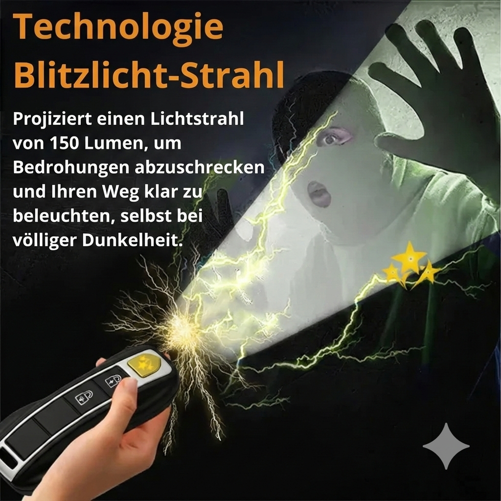 Elektrischer Notfallschlüssel (Lampe, Elektroschocker, Alarm)