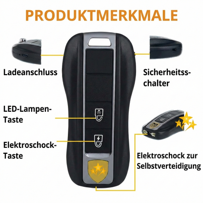 Elektrischer Notfallschlüssel (Lampe, Elektroschocker, Alarm)